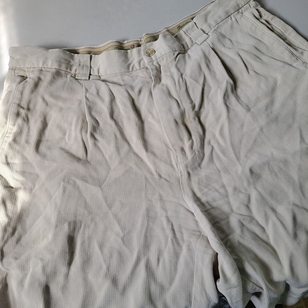 Tommy Bahama Men's 34x10 100% Silk Beige Chino Flat Front Board Shorts